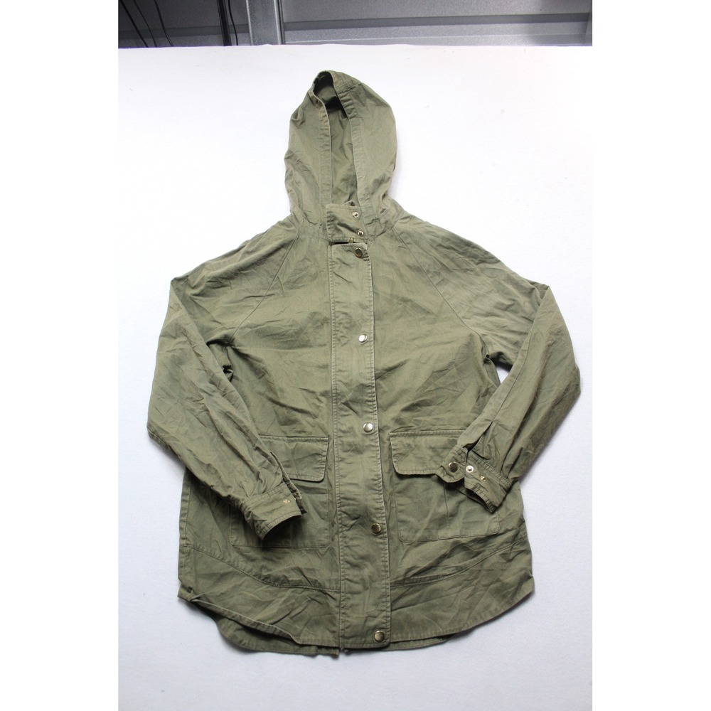 Love Tree Utility Jacket Womens Small Green Excellent Hooded Drawstring Anorak